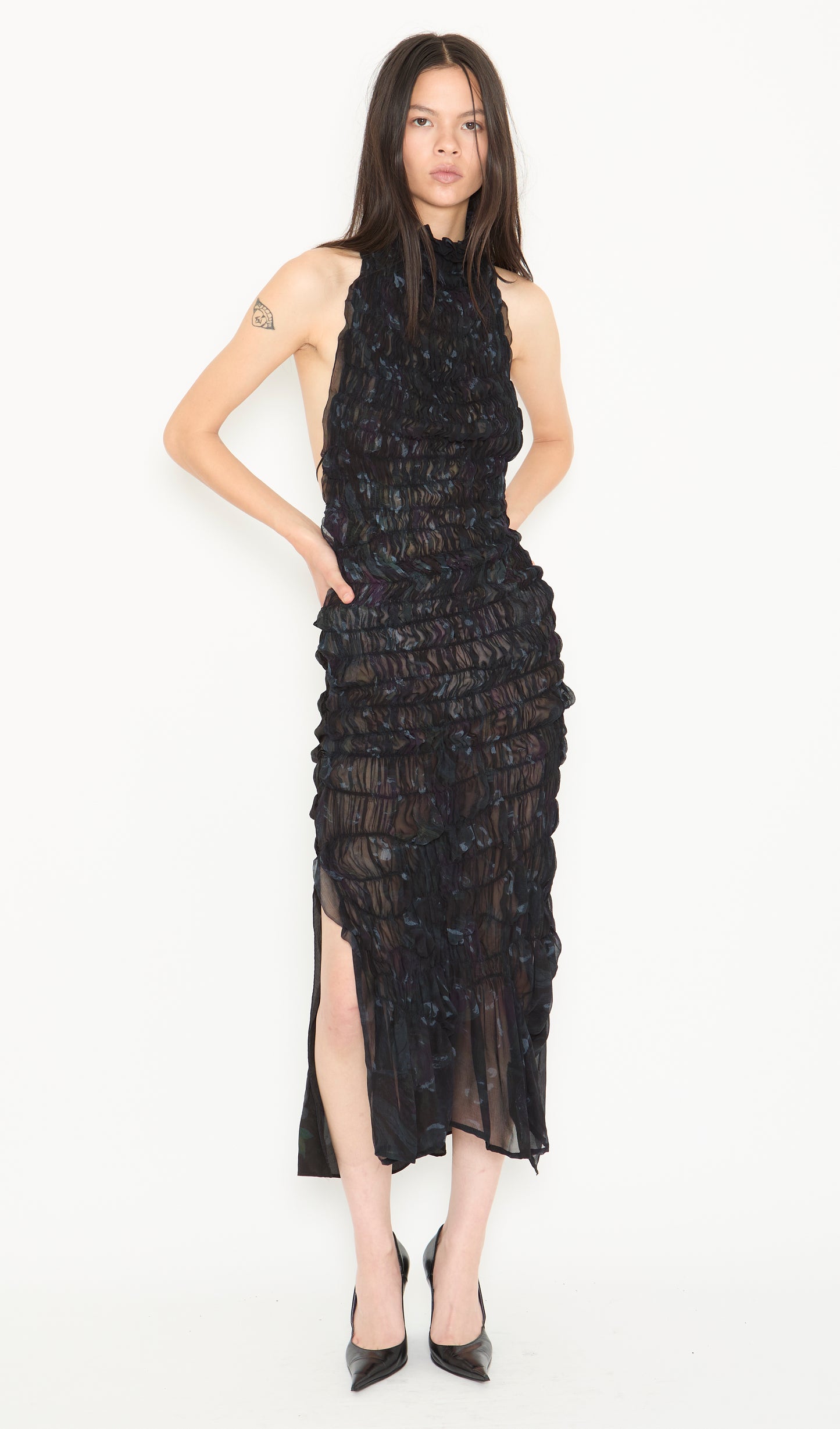 Smocked Silk Dress
