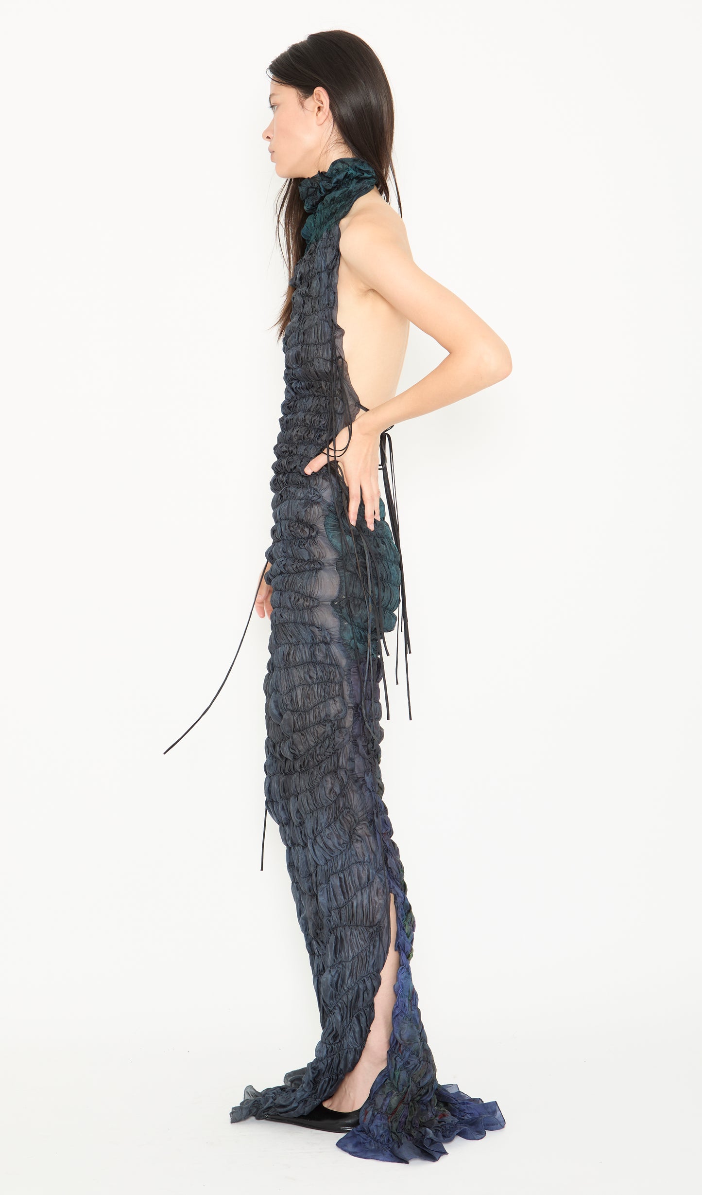 Smocked Silk Gown