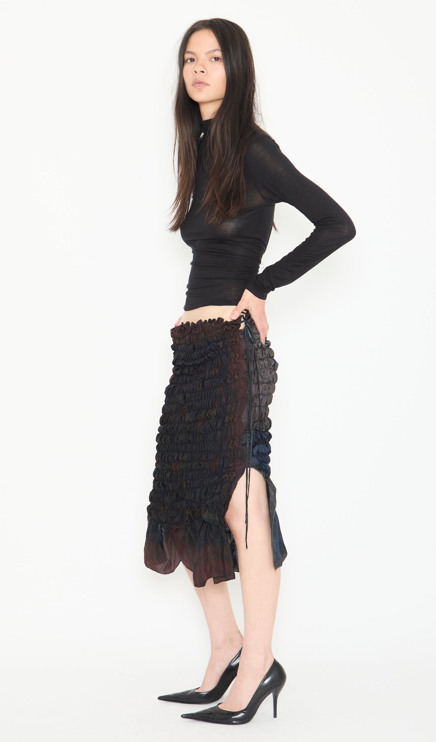 Smocked Silk Skirt