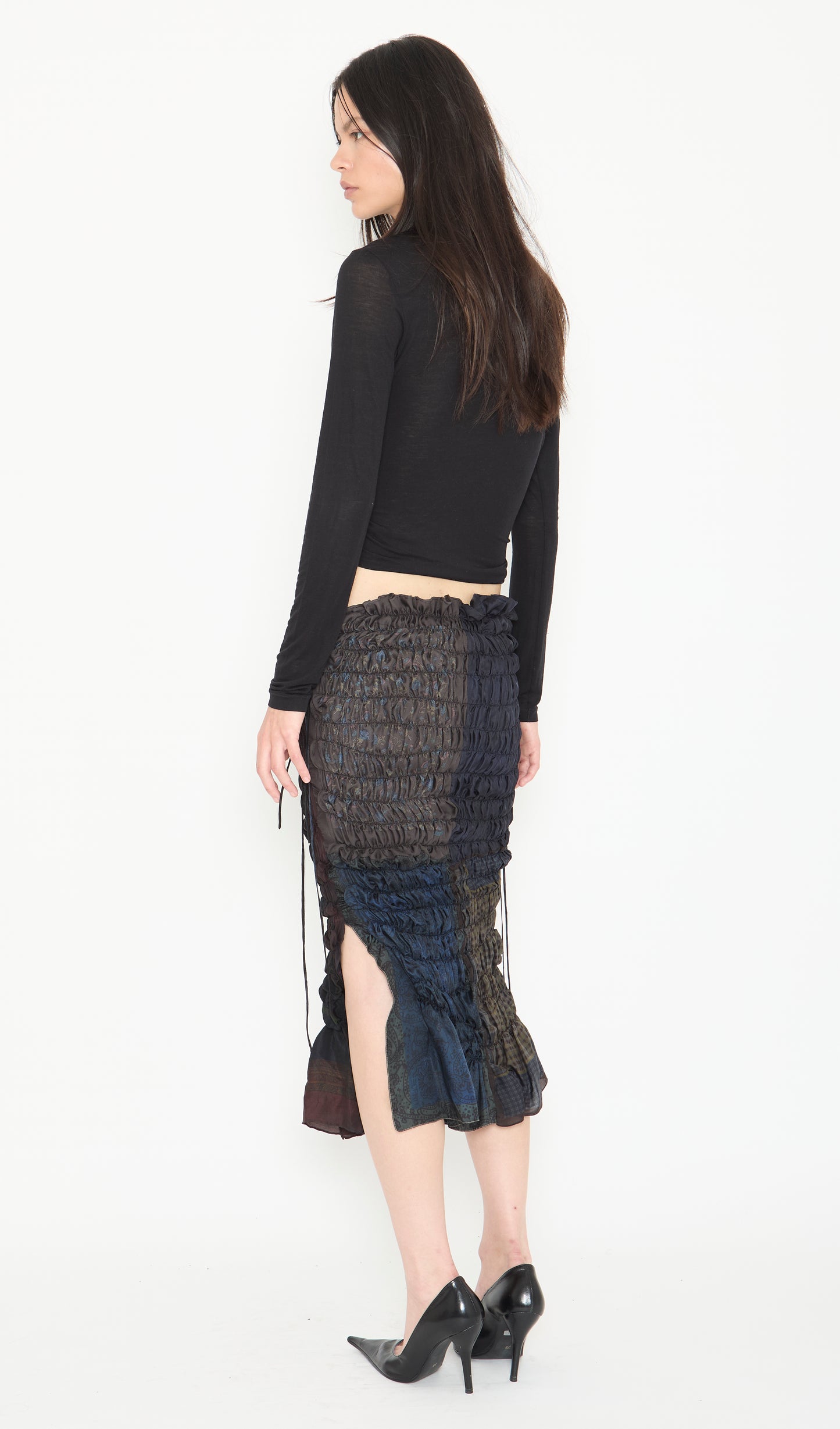 Smocked Silk Skirt