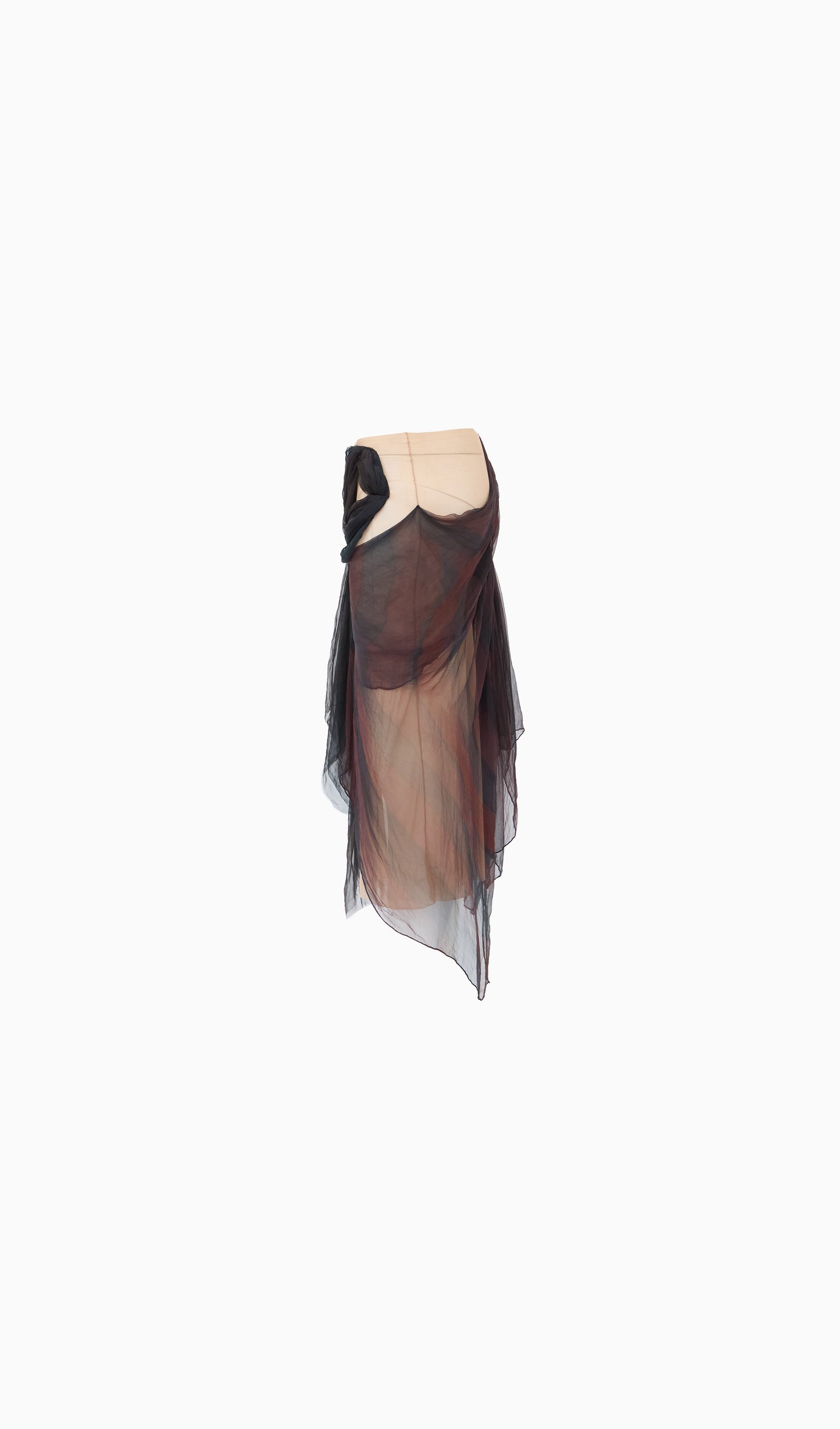 Draped Silk Mesh Skirt