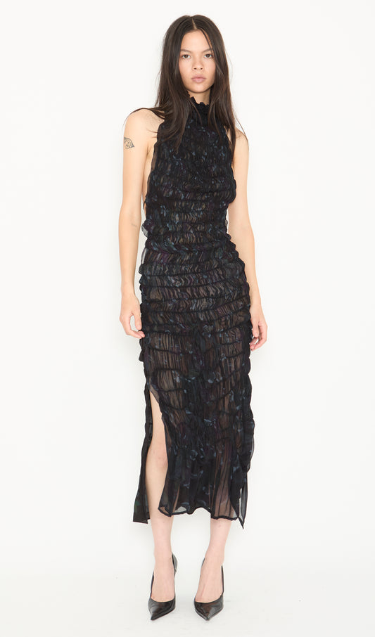 Smocked Silk Dress