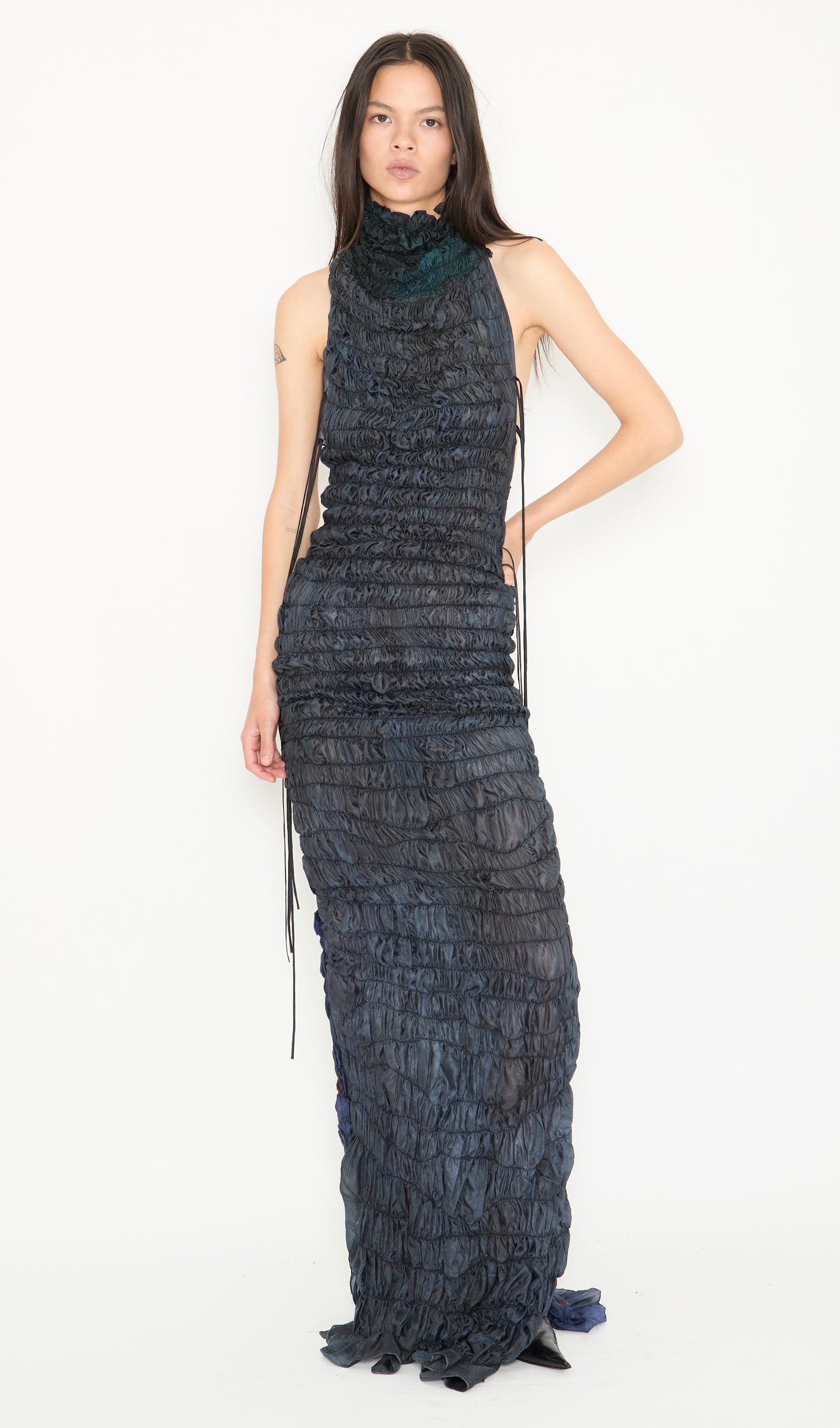 Smocked Silk Gown