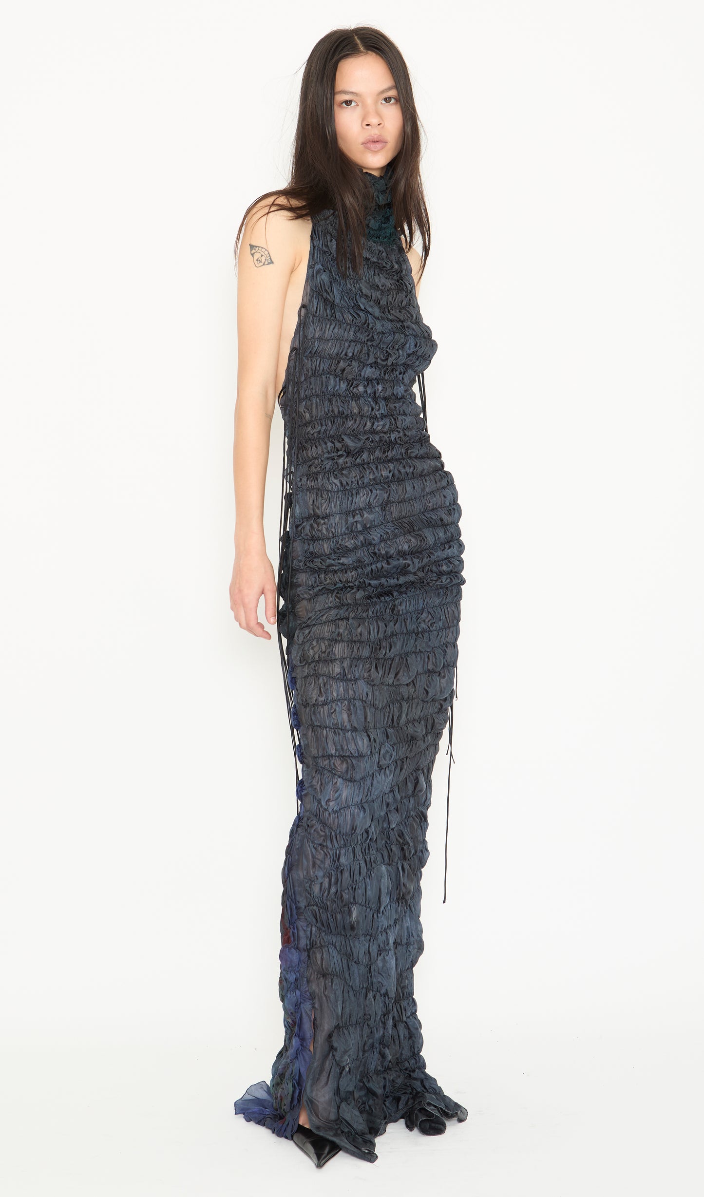 Smocked Silk Gown