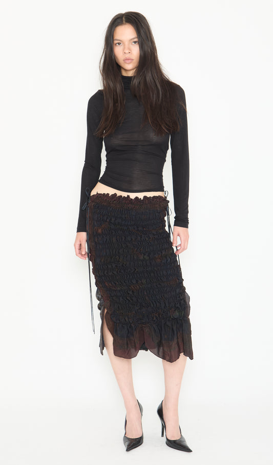 Smocked Silk Skirt