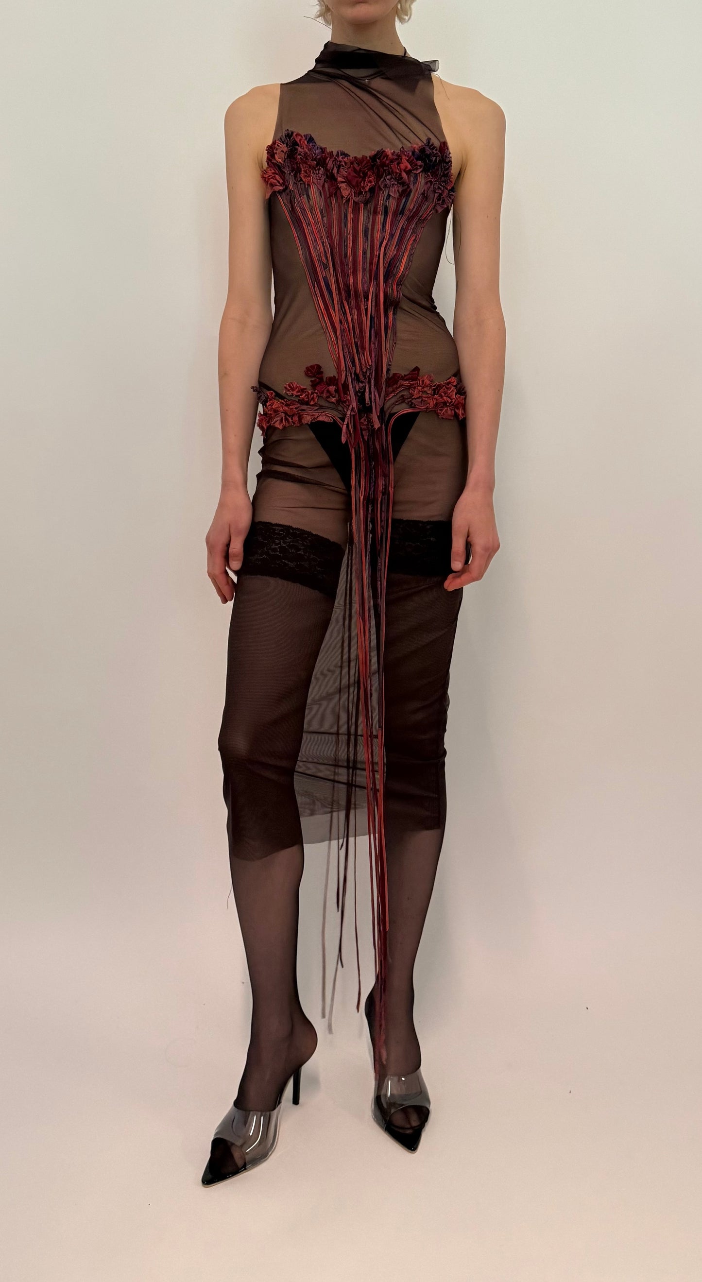 Corset Flower Mesh Dress
