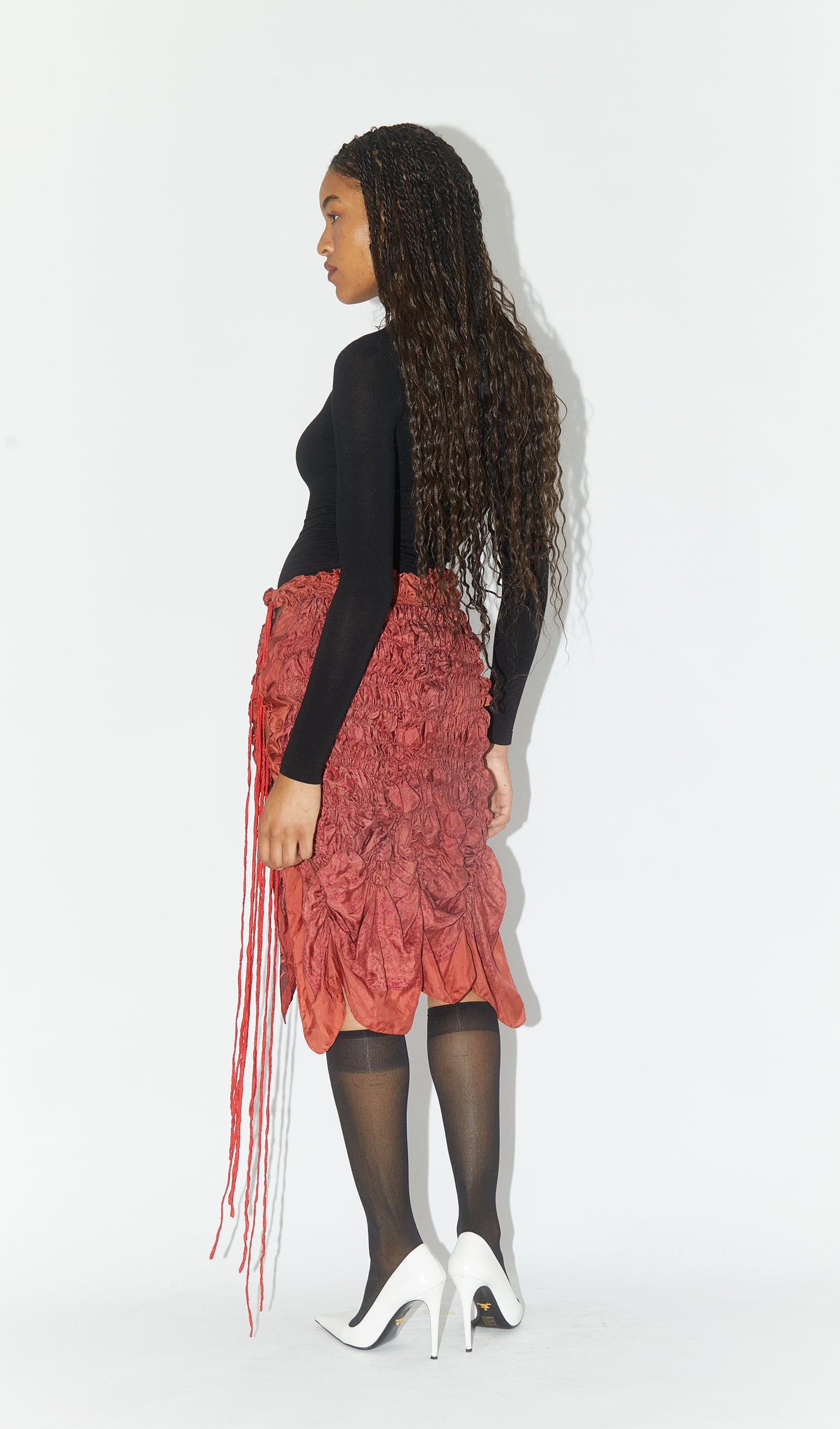 Smocked Silk Skirt