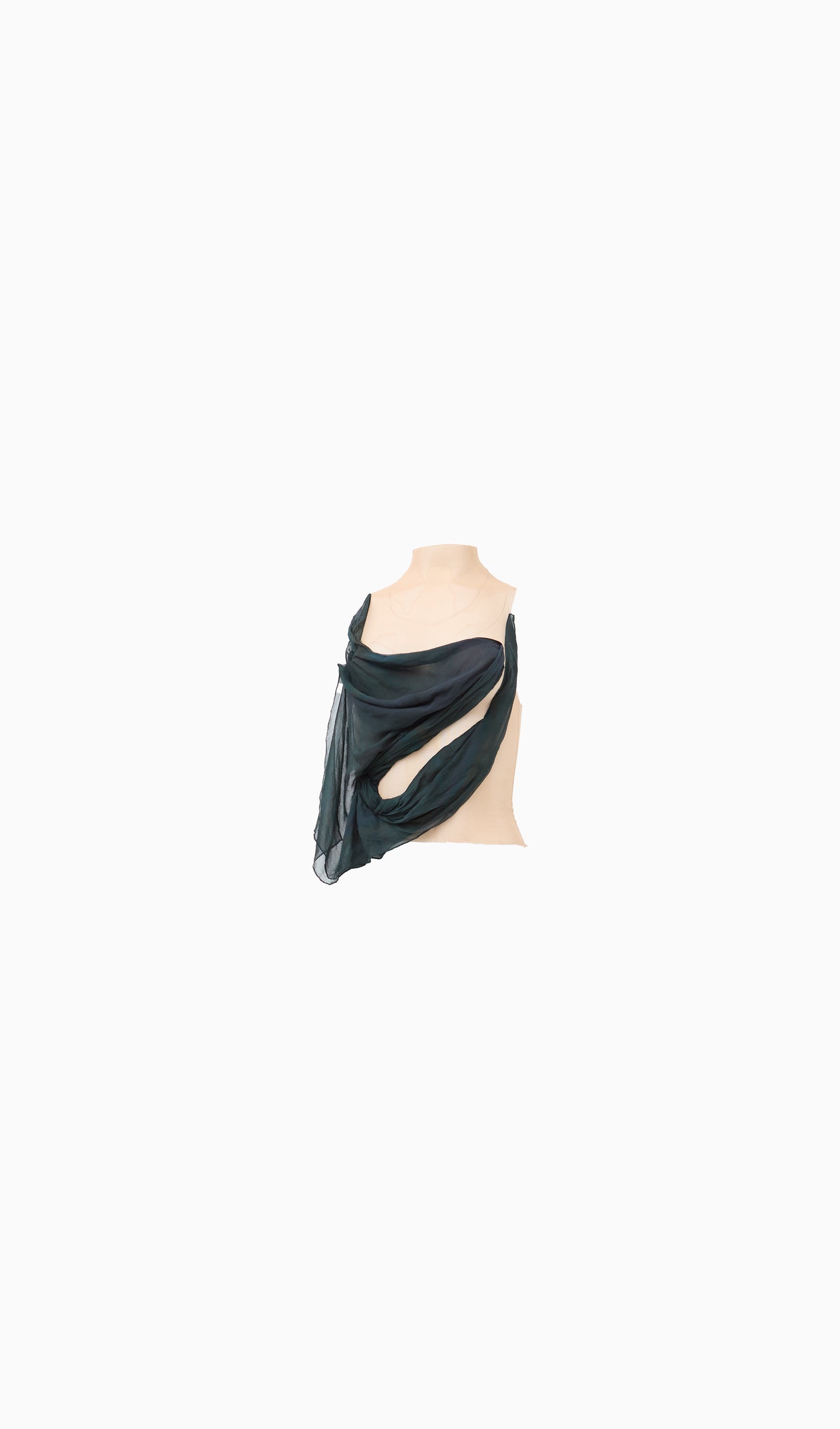 Draped Silk Mesh Top