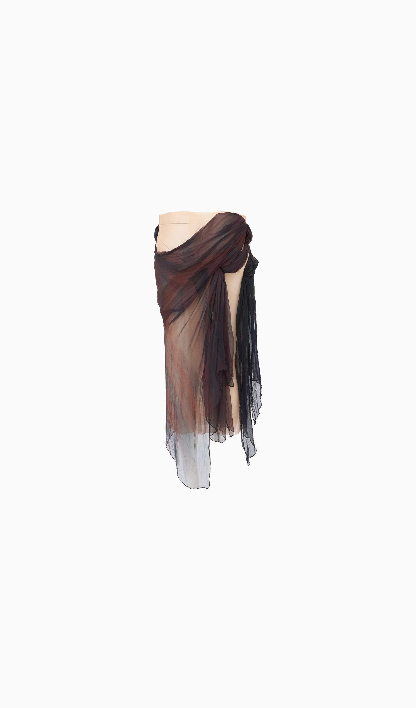 Draped Silk Mesh Skirt