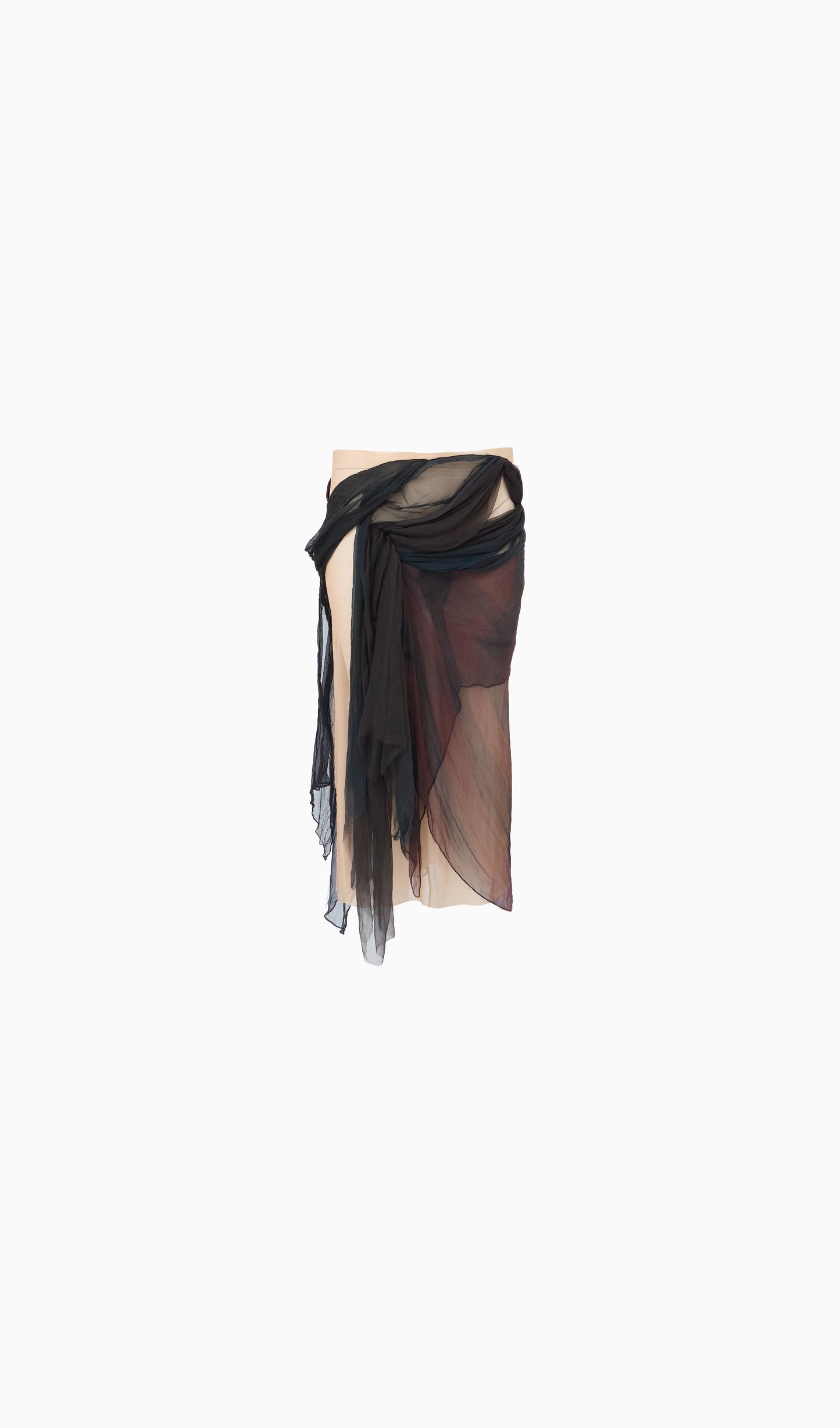 Draped Silk Mesh Skirt
