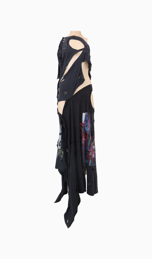 Distressed TS & Mesh Dress